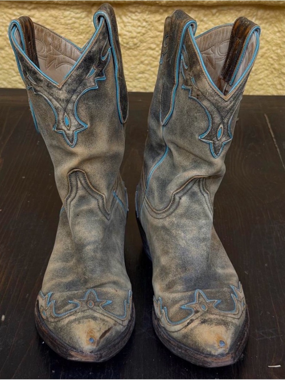 Old Gringo Tan Leather Western Boots with Teal Trim ✨COLLECTOR✨ - Picture 3 of 6
